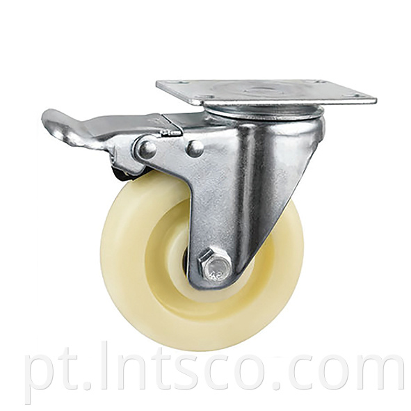 Medium Duty White Nylon Brake Casters